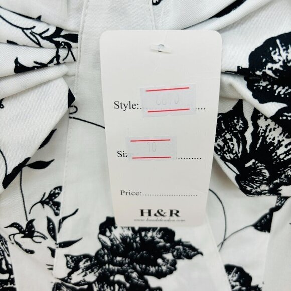 H&R London Graphite Flower Outline 50s Rockabilly Classic Punk Dress NWT Sz 6 - Picture 12 of 16